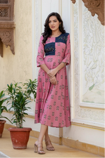 Load image into Gallery viewer, Rayon  Print With Embroidery Work A-Line Wine Kurti Kashvii
