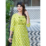 Load image into Gallery viewer, Rayon Print With Embroidery Work A-Line Parrot Kurti Kashvii
