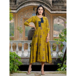 Load image into Gallery viewer, Rayon Print With Embroidery Work A-Line Mehendi Kurti Kashvii
