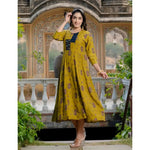 Load image into Gallery viewer, Rayon Print With Embroidery Work A-Line Mehendi Kurti Kashvii

