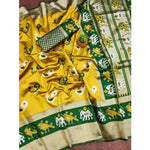 Load image into Gallery viewer, Soft Litchi Silk Jacquard Work Yellow-Green Saree Kashvii
