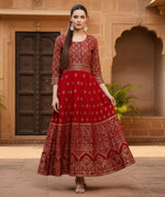 Load image into Gallery viewer, Casual Rayon Red Anarkali Kurti Kashvii
