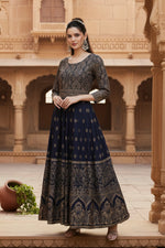 Load image into Gallery viewer, Casual Rayon Blue Anarkali Kurti Kashvii
