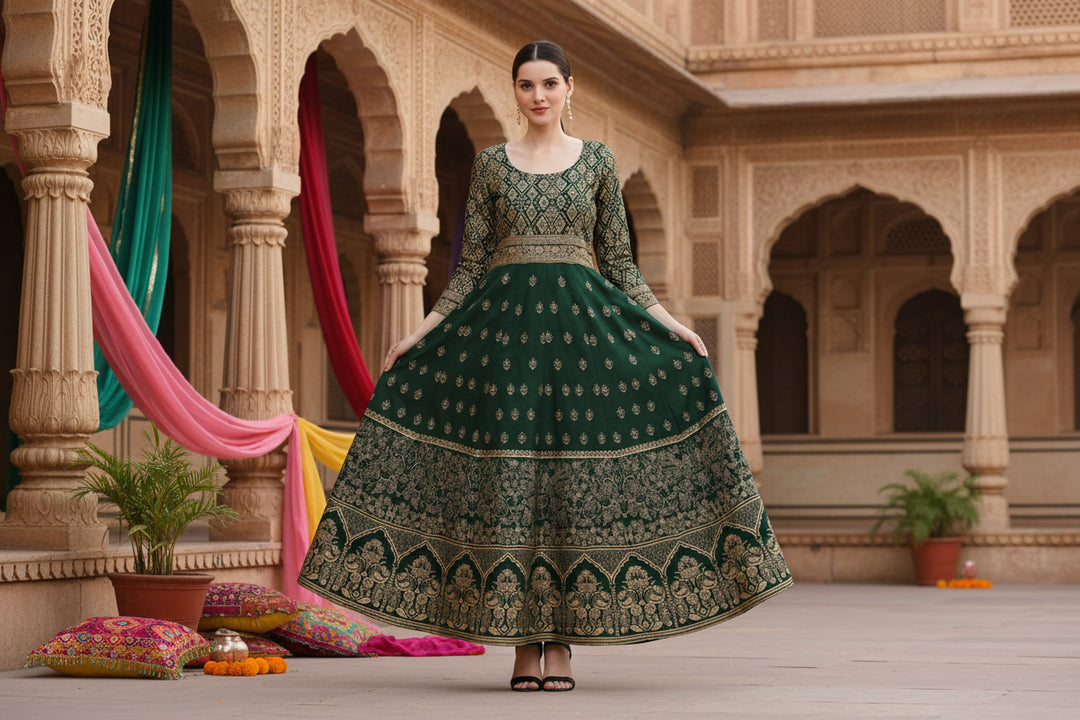 Casual Rayon Green Anarkali Kurti Kashvii