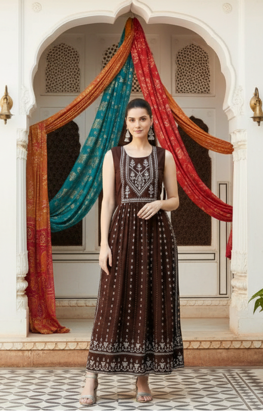 Casual Rayon Brown Kurti Kashvii