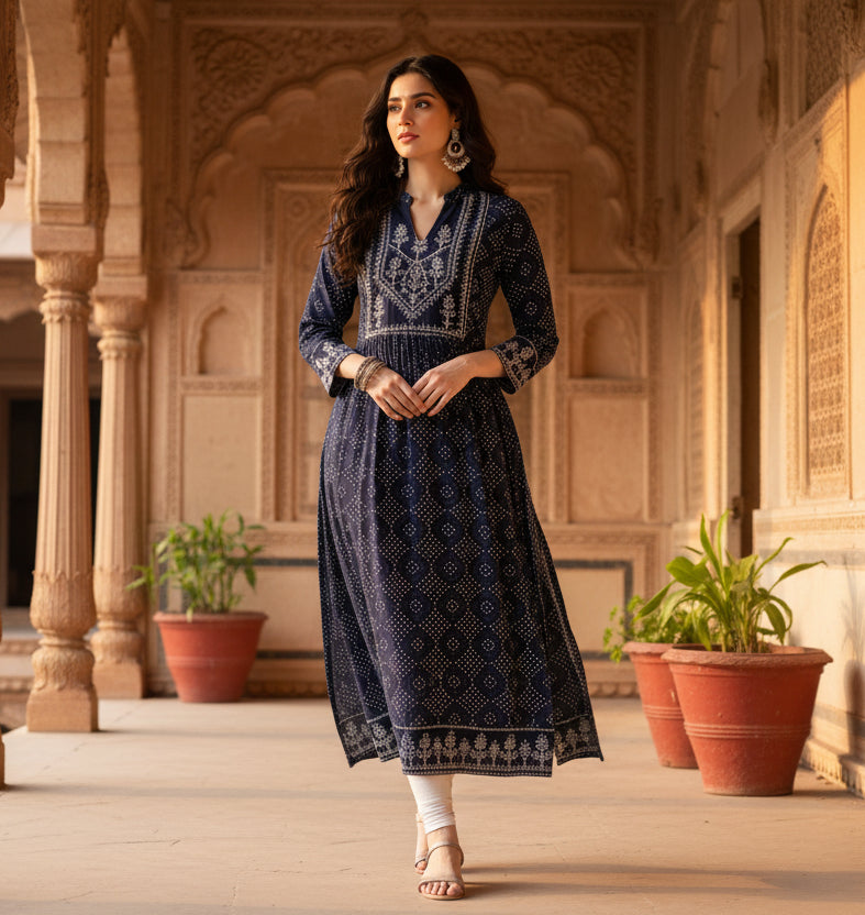 Casual Rayon Blue Kurti Kashvii