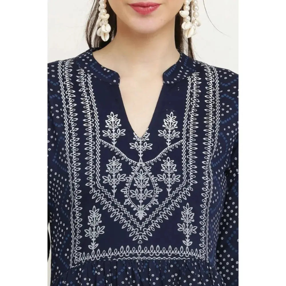 Casual Rayon Blue Kurti Kashvii