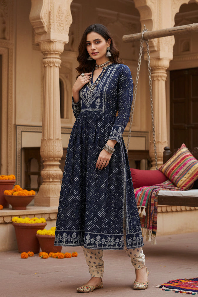 Casual Rayon Blue Kurti Kashvii