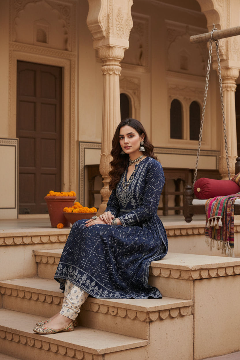 Casual rayon blue kurti kashvii
