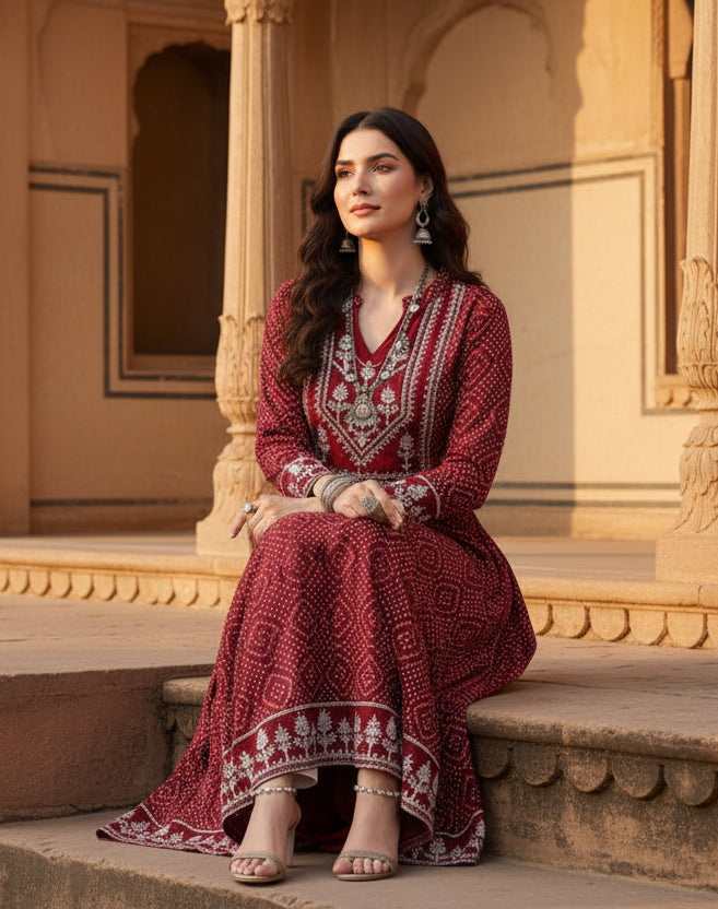 Casual Rayon Maroon Kurti Kashvii