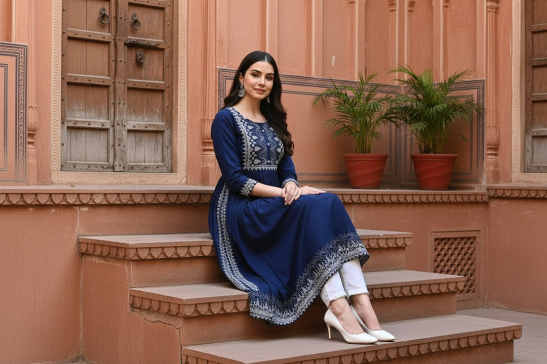 Casual Rayon Blue  Kurti Kashvii