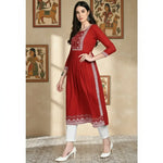 Load image into Gallery viewer, Casual Rayon  Sleeves Maroon Kurti Kashvii
