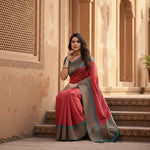 Load image into Gallery viewer, Women's Soft Lichi Silk Printed Saree With Unstitched Blouse 5.5Mtr (Red) Kashvii
