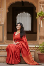 Load image into Gallery viewer, Women's Soft Lichi Silk Printed Saree With Unstitched Blouse 5.5Mtr (Red) Kashvii
