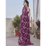 Load image into Gallery viewer, Women's Chiffon Printed Saree With Unstitched Blouse 5.5Mtr (Purple) Kashvii
