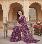 Load image into Gallery viewer, Women's Chiffon Printed Saree With Unstitched Blouse 5.5Mtr (Purple) Kashvii
