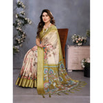 Load image into Gallery viewer, Women's Cotton Silk  Printed Saree With Unstitched Blouse 5.5Mtr (Olive Green) Kashvii
