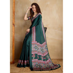 Load image into Gallery viewer, Women's Satin Crepe Printed Saree With Unstitched Blouse 5.5Mtr (Green)
