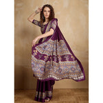 Load image into Gallery viewer, Women's Satin Crepe Printed Saree With Unstitched Blouse 5.5Mtr (Purple)
