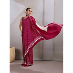 Load image into Gallery viewer, Women's Satin Crepe Printed Saree With Unstitched Blouse 5.5Mtr (Maroon)
