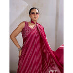 Load image into Gallery viewer, Women's Satin Crepe Printed Saree With Unstitched Blouse 5.5Mtr (Maroon)
