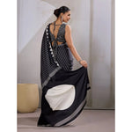 Load image into Gallery viewer, Women's Satin Crepe Printed Saree With Unstitched Blouse 5.5Mtr (Black)
