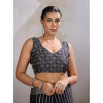 Load image into Gallery viewer, Women's Satin Crepe Printed Saree With Unstitched Blouse 5.5Mtr (Black)
