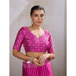 Load image into Gallery viewer, Women's Satin Crepe Printed Saree With Unstitched Blouse 5.5Mtr (Pink)
