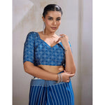 Load image into Gallery viewer, Women's Satin Crepe Printed Saree With Unstitched Blouse 5.5Mtr (Blue)
