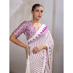 Load image into Gallery viewer, Women's Satin Crepe Printed Saree With Unstitched Blouse 5.5Mtr (White)
