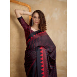 Load image into Gallery viewer, Women's Satin Crepe Printed Saree With Unstitched Blouse 5.5Mtr (Black)
