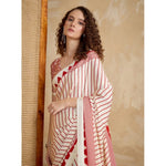 Load image into Gallery viewer, Women's Satin Crepe Printed Saree With Unstitched Blouse 5.5Mtr (Off White)
