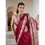 Load image into Gallery viewer, Women's Satin Crepe Printed Saree With Unstitched Blouse 5.5Mtr (Maroon)
