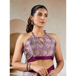 Load image into Gallery viewer, Women's Satin Crepe Printed Saree With Unstitched Blouse 5.5Mtr (Purple)
