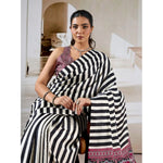 Load image into Gallery viewer, Women's Satin Crepe Printed Saree With Unstitched Blouse 5.5Mtr (Black)
