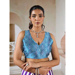 Load image into Gallery viewer, Women's Satin Crepe Printed Saree With Unstitched Blouse 5.5Mtr (Purple)
