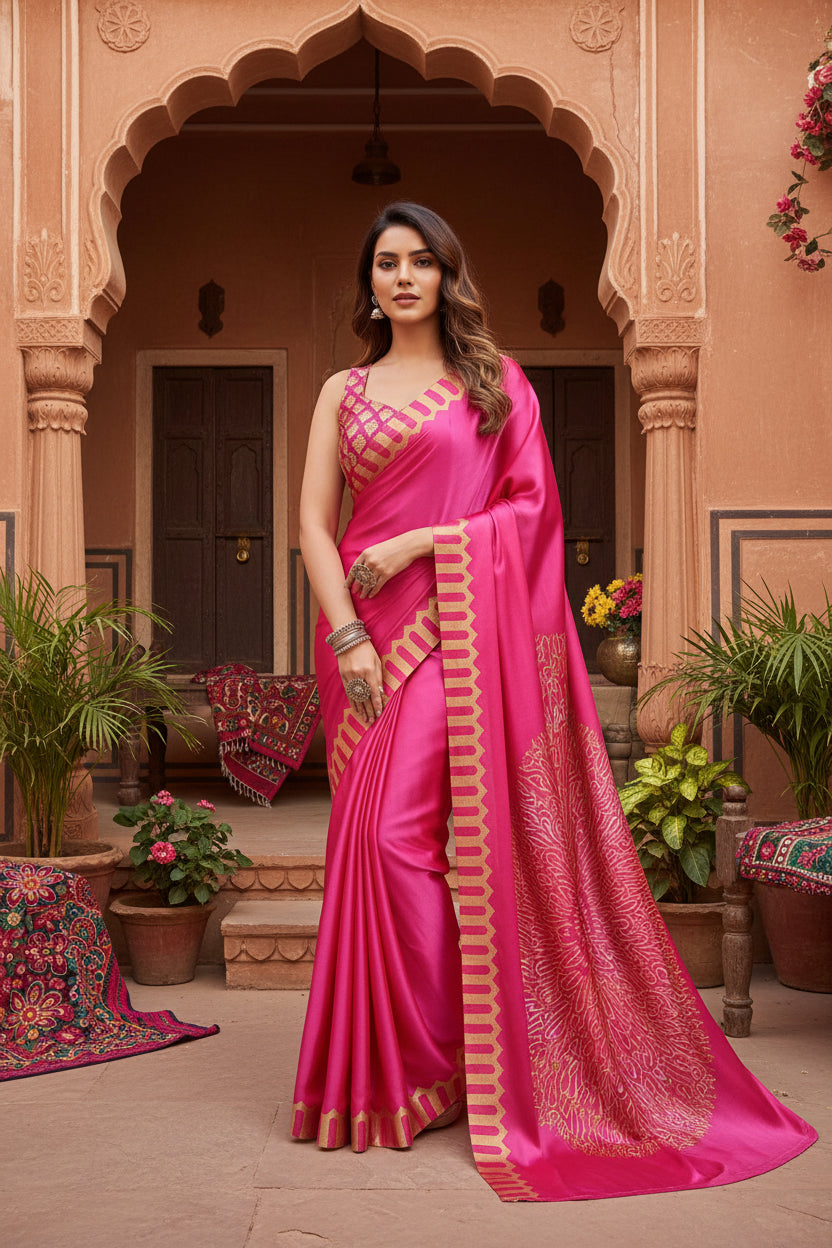 Pid 65027 women s satin crepe printed saree with unstitched blouse 5 5 mtr pink 1 1000x1000