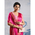 Load image into Gallery viewer, Women's Satin Crepe Printed Saree With Unstitched Blouse 5.5Mtr (Pink)

