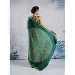 Load image into Gallery viewer, Women's Satin Crepe Printed Saree With Unstitched Blouse 5.5Mtr (Green)

