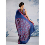 Load image into Gallery viewer, Women's Satin Crepe Printed Saree With Unstitched Blouse 5.5Mtr (Blue)
