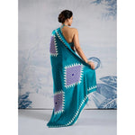 Load image into Gallery viewer, Women's Satin Crepe Printed Saree With Unstitched Blouse 5.5Mtr (Rama Blue)
