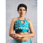 Load image into Gallery viewer, Women's Satin Crepe Printed Saree With Unstitched Blouse 5.5Mtr (Rama Blue)
