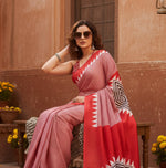 Load image into Gallery viewer, Women's Satin Crepe Printed Saree With Unstitched Blouse 5.5Mtr (Red)
