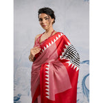 Load image into Gallery viewer, Women's Satin Crepe Printed Saree With Unstitched Blouse 5.5Mtr (Red)
