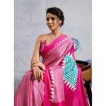 Load image into Gallery viewer, Women's Satin Crepe Printed Saree With Unstitched Blouse 5.5Mtr (Pink)
