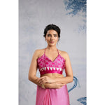 Load image into Gallery viewer, Women's Satin Crepe Printed Saree With Unstitched Blouse 5.5Mtr (Pink)
