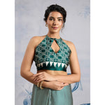 Load image into Gallery viewer, Women's Satin Crepe Printed Saree With Unstitched Blouse 5.5Mtr (Green)
