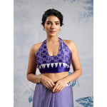 Load image into Gallery viewer, Women's Satin Crepe Printed Saree With Unstitched Blouse 5.5Mtr (Purple)
