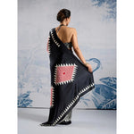 Load image into Gallery viewer, Women's Satin Crepe Printed Saree With Unstitched Blouse 5.5Mtr (Black)
