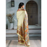 Load image into Gallery viewer, Women's Satin Crepe Printed Saree With Unstitched Blouse 5.5Mtr (Cream)
